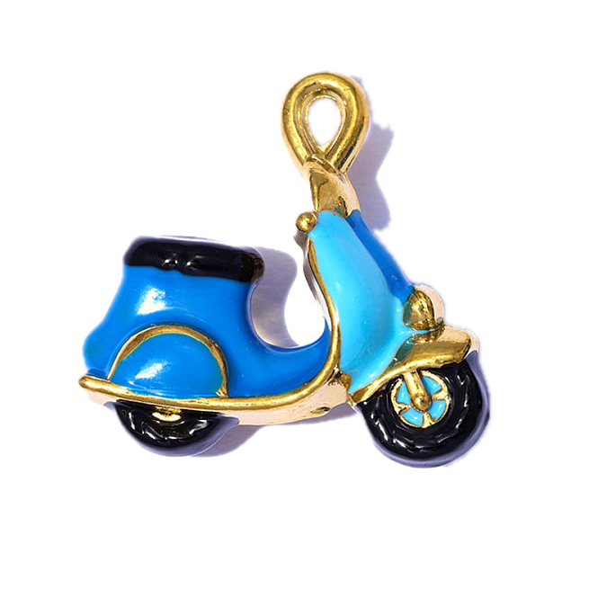 Scooter Moto Bleu Doré Charm
