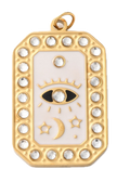 Rectangle Oeil Blanc Strass Doré Charm