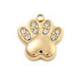 Patte Chien Chat Strass Doré Charm
