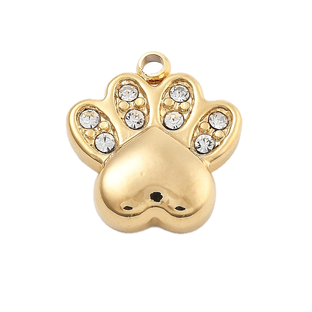 Patte Chien Chat Strass Doré Charm