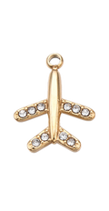 Avion Strass Doré Charm