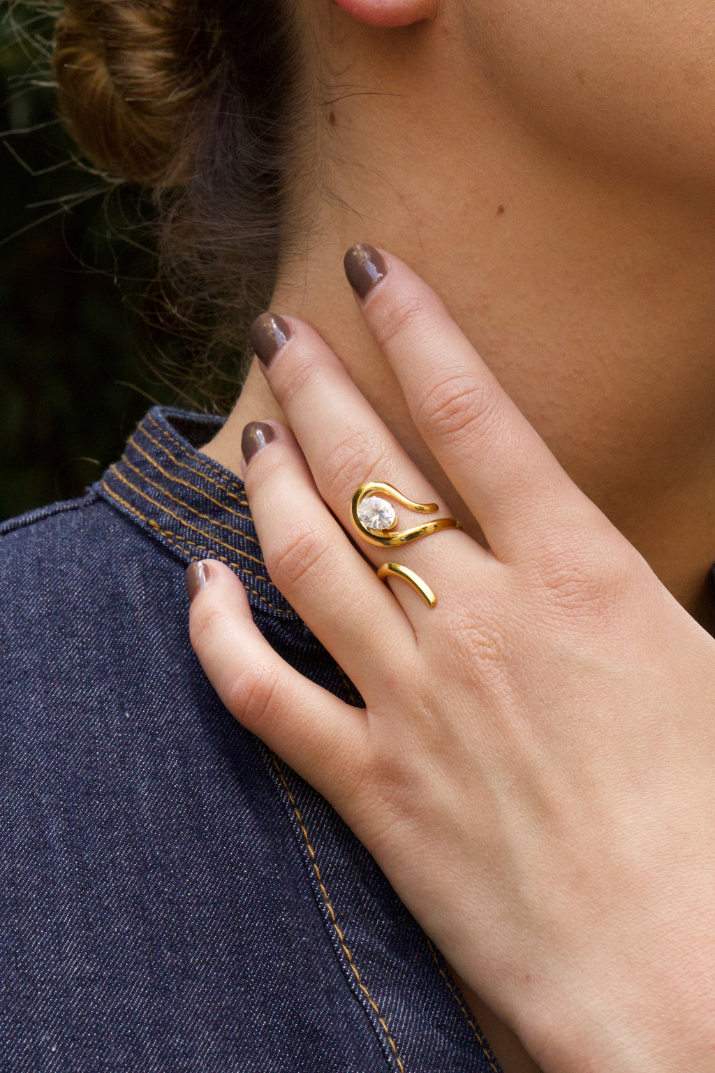 Luna - Bague Strass Doré Bague