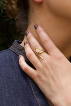 Luna - Bague Strass Doré Bague