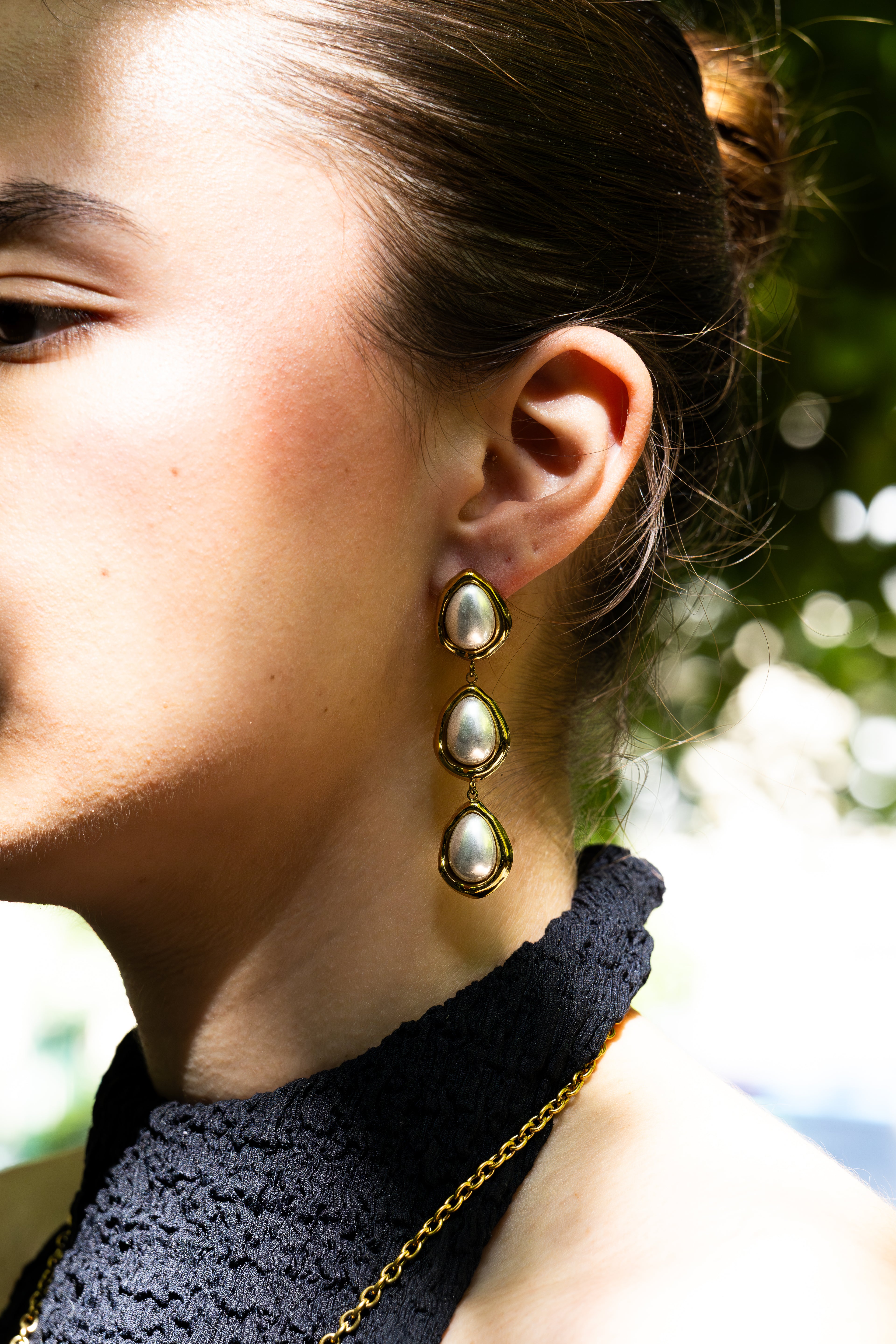 Perla - Boucles Pendante Perles Doré Boucle d'oreille