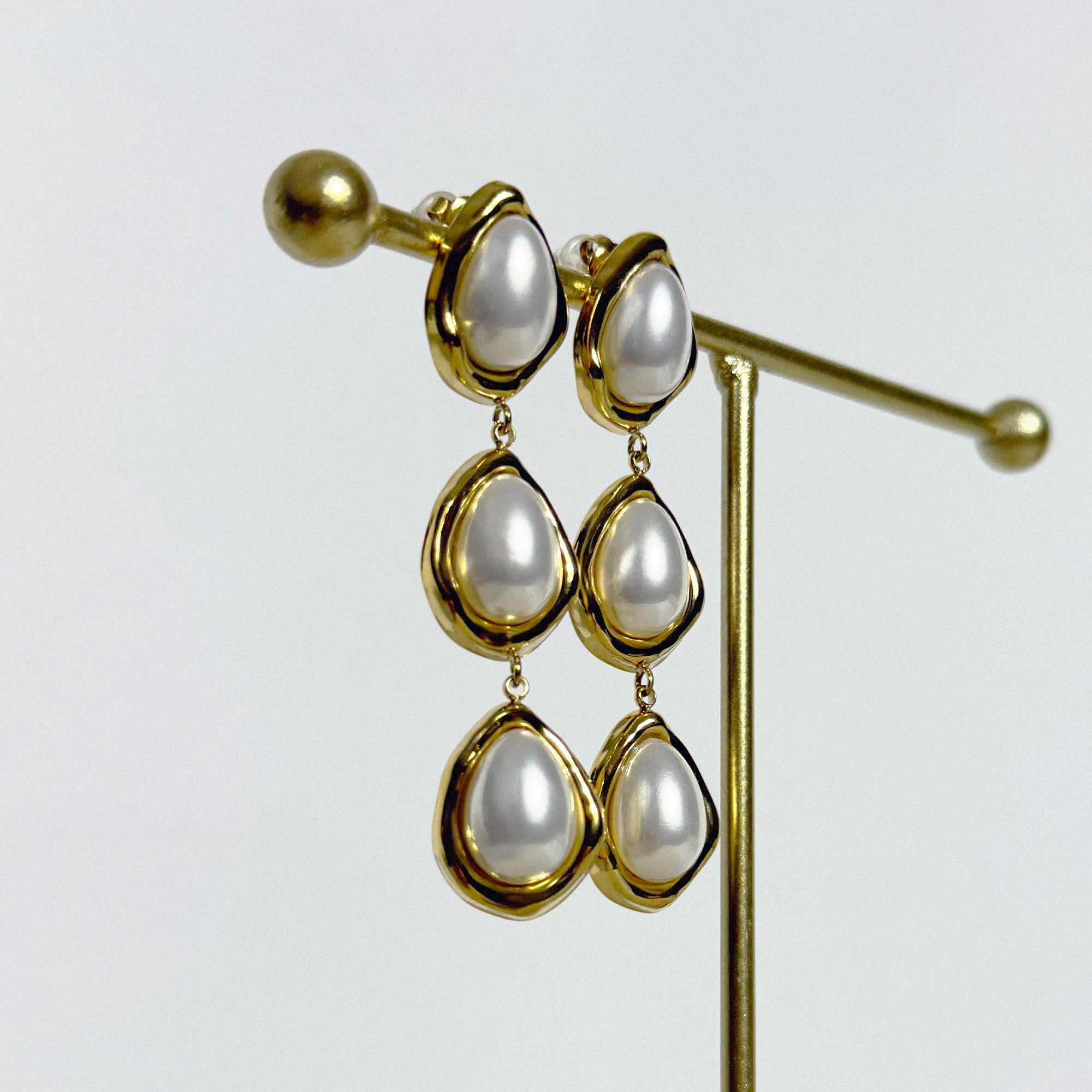 Perla - Boucles Pendante Perles Doré Boucle d'oreille