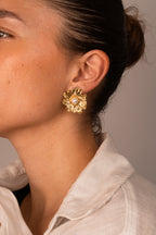 Perlita - Boucles Fleur Perlée Doré Boucle d'oreille