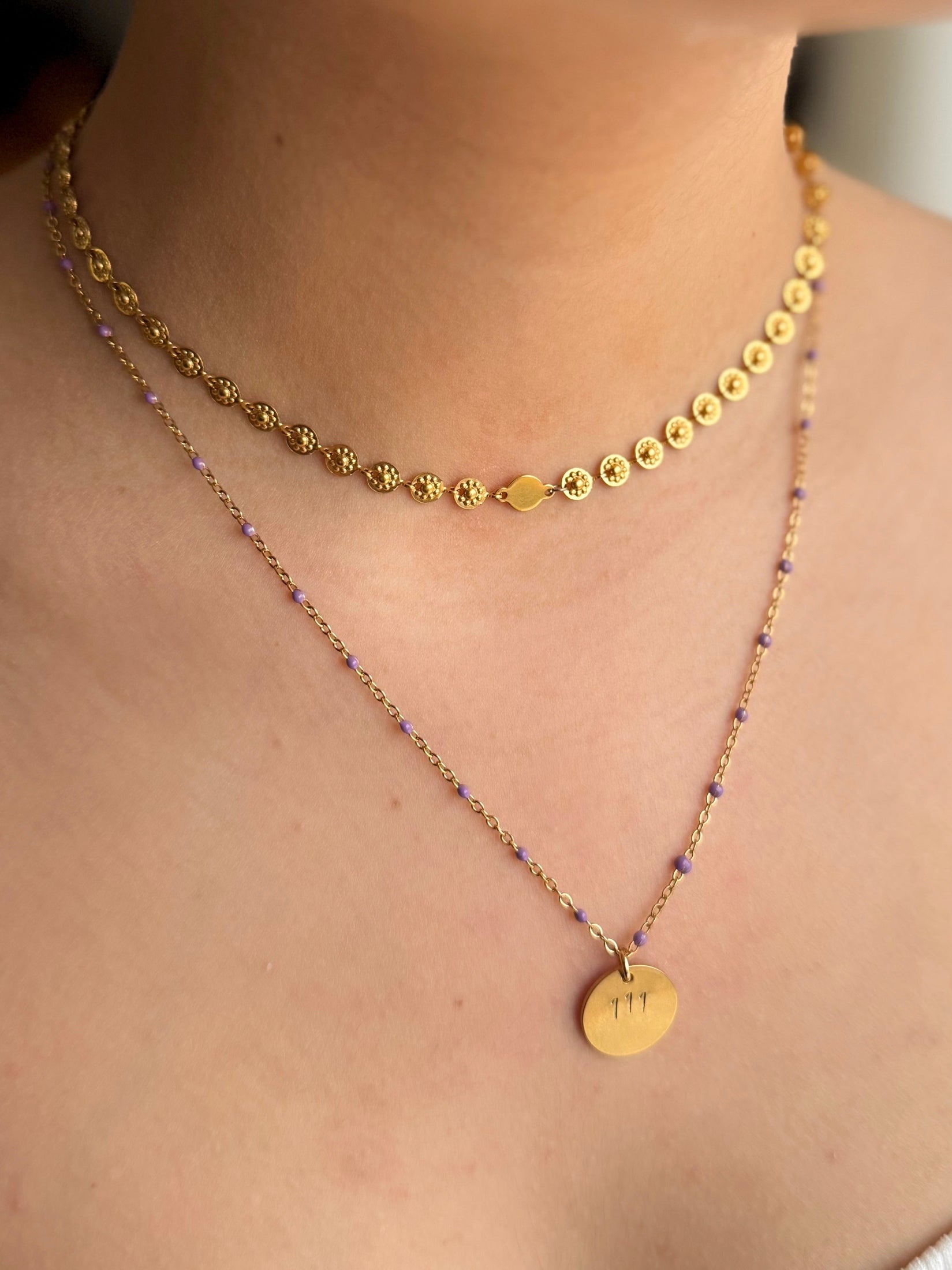 Soléa - Collier Ras de Cou Doré ou Multicolore Collier
