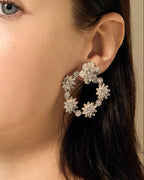 Coralia - Boucles Créoles Fleur Strass Boucle d'oreille