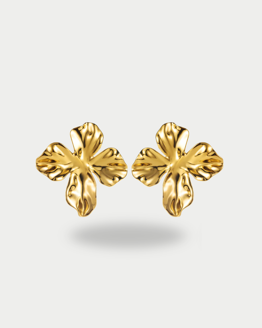 Lilia - Boucles Fleur Doré ou Argenté Boucle d'oreille
